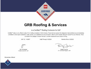 GAF certified roof contractor bowie md